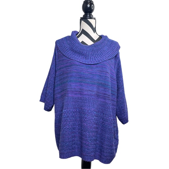 Catherines Colorful Purple Sz 3X WP Cowl Neck Short-Sleeve Knit Sweater - Picture 1 of 9